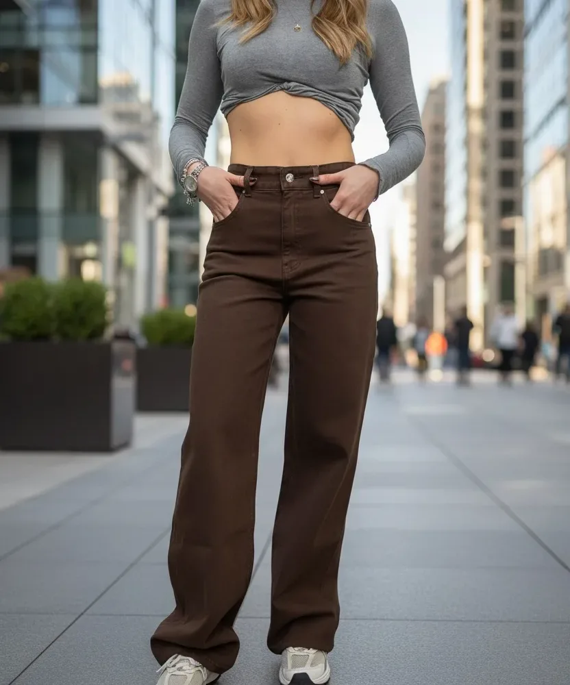 Jeans marrone dritto